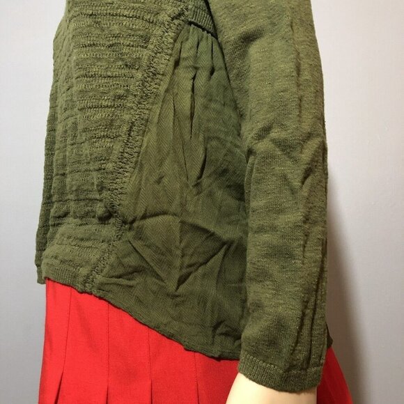 Style Co Sweater Women Size XS Green Army Olive Sheer Knit Hi Low Smock Crochet - Picture 6 of 10